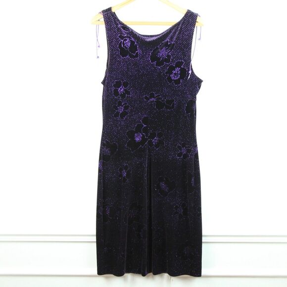 Necessary Objects Dress L Y2K 90s Purple Velvet Glitter Drape Neck Whimsigoth - Picture 8 of 8
